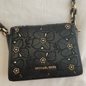 Black and gold Michael kors floral purse